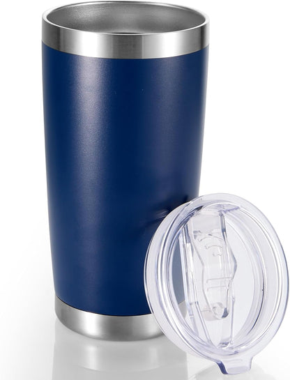 20 oz Tumblers Bulk Stainless Steel Tumbler with Lid, 6 Pack | Stainless, 20oz Insulated Coffee Mug, Double Wall Vacuum, Powder Coated Cup, for Hot and Cold Drinks
