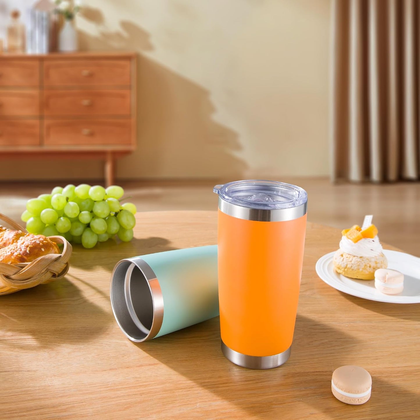 20 oz Tumblers Bulk Stainless Steel Tumbler with Lid, 6 Pack | Stainless, 20oz Insulated Coffee Mug, Double Wall Vacuum, Powder Coated Cup, for Hot and Cold Drinks