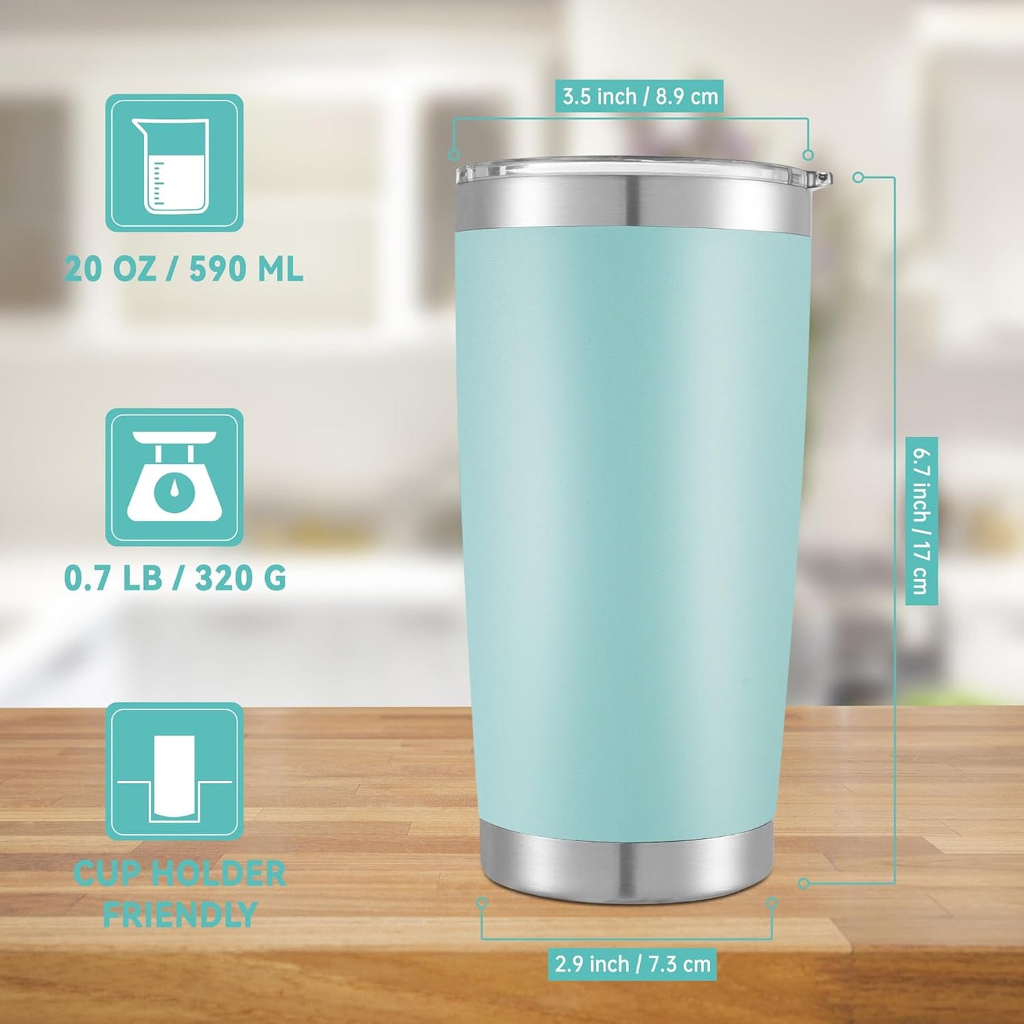 20 oz Tumblers Bulk Stainless Steel Tumbler with Lid, 6 Pack | Stainless, 20oz Insulated Coffee Mug, Double Wall Vacuum, Powder Coated Cup, for Hot and Cold Drinks