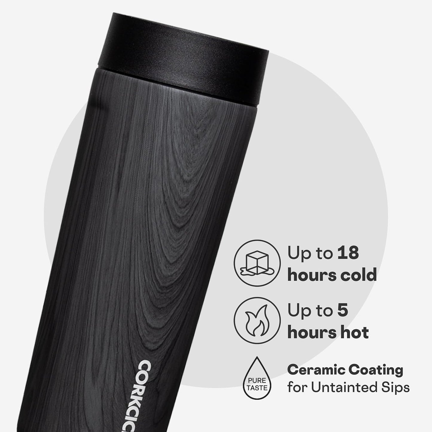 Commuter Cup Travel Mug - Insulated Coffee Mug with Lid - Keeps Drinks Cold 18 Hours - 360° Spill-Proof Sip Lid - Holiday Gift - Great for Gifting Warmth - 17 oz - Burnt Wood