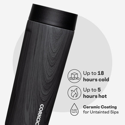 Commuter Cup Travel Mug - Insulated Coffee Mug with Lid - Keeps Drinks Cold 18 Hours - 360° Spill-Proof Sip Lid - Holiday Gift - Great for Gifting Warmth - 17 oz - Burnt Wood