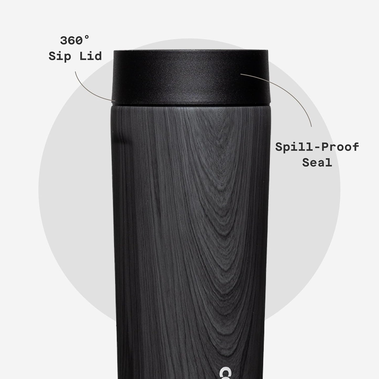 Commuter Cup Travel Mug - Insulated Coffee Mug with Lid - Keeps Drinks Cold 18 Hours - 360° Spill-Proof Sip Lid - Holiday Gift - Great for Gifting Warmth - 17 oz - Burnt Wood