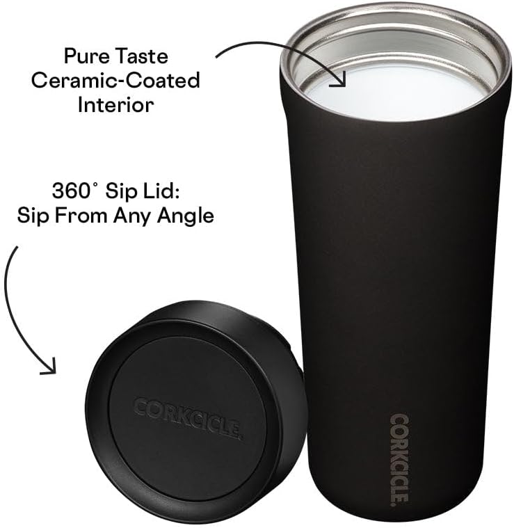 Commuter Cup Travel Mug - Insulated Coffee Mug with Lid - Keeps Drinks Cold 18 Hours - 360° Spill-Proof Sip Lid - Holiday Gift - Great for Gifting Warmth - 17 oz - Burnt Wood