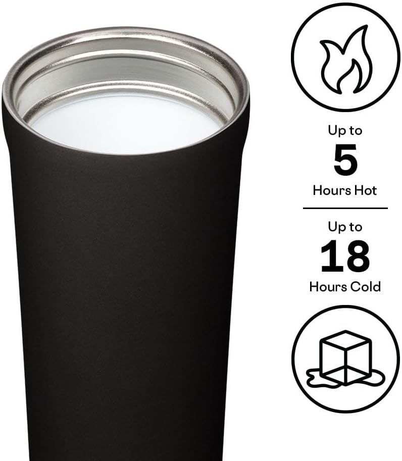 Commuter Cup Travel Mug - Insulated Coffee Mug with Lid - Keeps Drinks Cold 18 Hours - 360° Spill-Proof Sip Lid - Holiday Gift - Great for Gifting Warmth - 17 oz - Burnt Wood