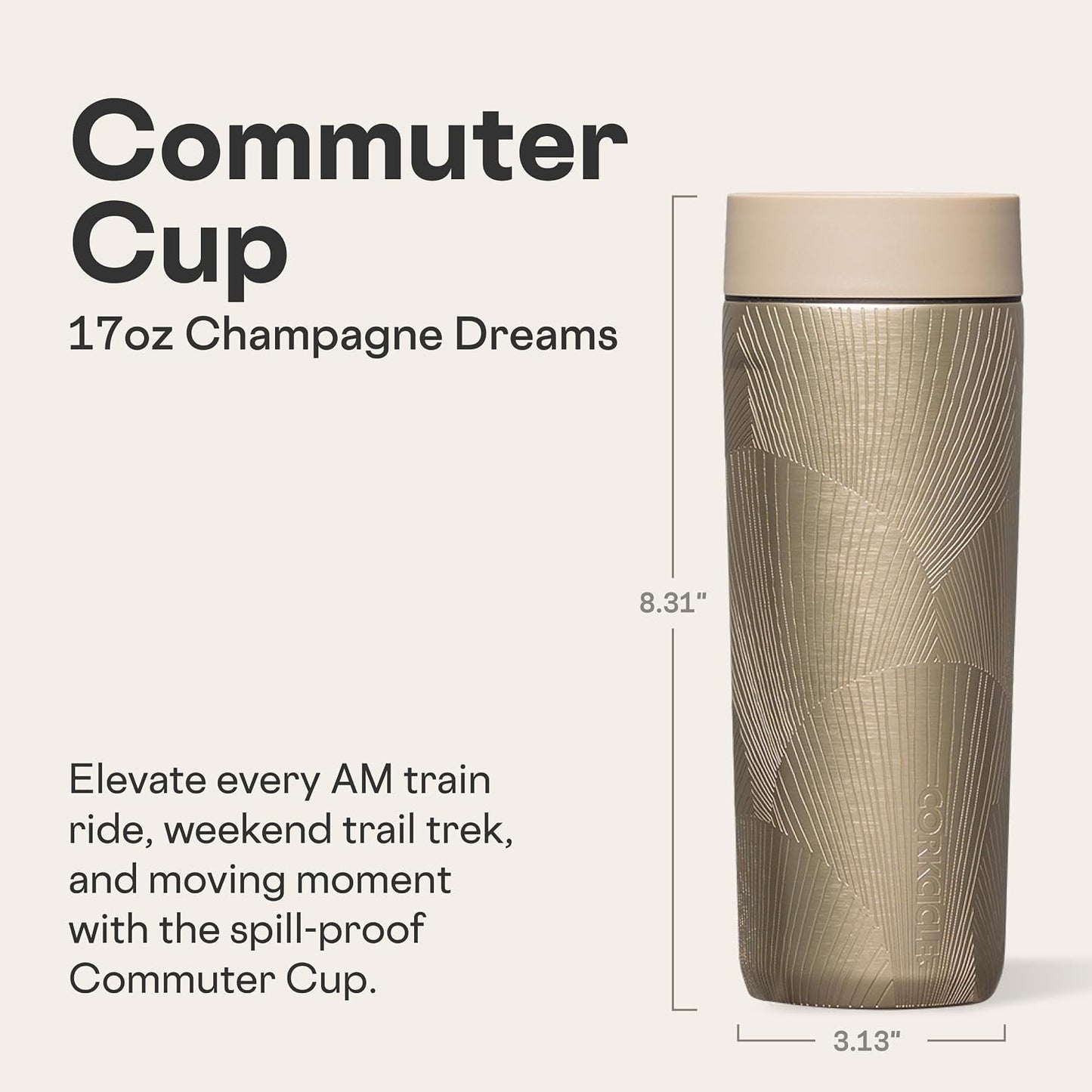 Commuter Cup Travel Mug - Insulated Coffee Mug with Lid - Keeps Drinks Cold 18 Hours - 360° Spill-Proof Sip Lid - Holiday Gift - Great for Gifting Warmth - 17 oz - Burnt Wood