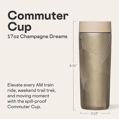 Commuter Cup Travel Mug - Insulated Coffee Mug with Lid - Keeps Drinks Cold 18 Hours - 360° Spill-Proof Sip Lid - Holiday Gift - Great for Gifting Warmth - 17 oz - Burnt Wood