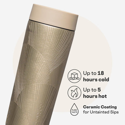 Commuter Cup Travel Mug - Insulated Coffee Mug with Lid - Keeps Drinks Cold 18 Hours - 360° Spill-Proof Sip Lid - Holiday Gift - Great for Gifting Warmth - 17 oz - Burnt Wood