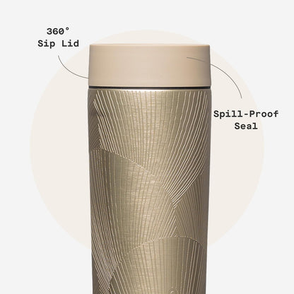 Commuter Cup Travel Mug - Insulated Coffee Mug with Lid - Keeps Drinks Cold 18 Hours - 360° Spill-Proof Sip Lid - Holiday Gift - Great for Gifting Warmth - 17 oz - Burnt Wood