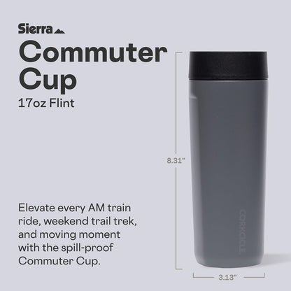 Commuter Cup Travel Mug - Insulated Coffee Mug with Lid - Keeps Drinks Cold 18 Hours - 360° Spill-Proof Sip Lid - Holiday Gift - Great for Gifting Warmth - 17 oz - Burnt Wood