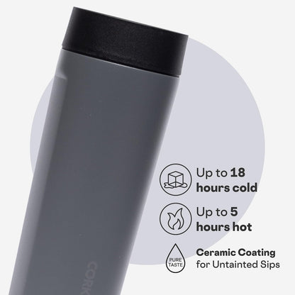 Commuter Cup Travel Mug - Insulated Coffee Mug with Lid - Keeps Drinks Cold 18 Hours - 360° Spill-Proof Sip Lid - Holiday Gift - Great for Gifting Warmth - 17 oz - Burnt Wood