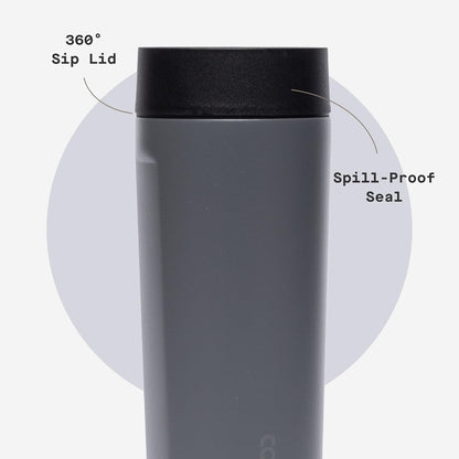Commuter Cup Travel Mug - Insulated Coffee Mug with Lid - Keeps Drinks Cold 18 Hours - 360° Spill-Proof Sip Lid - Holiday Gift - Great for Gifting Warmth - 17 oz - Burnt Wood