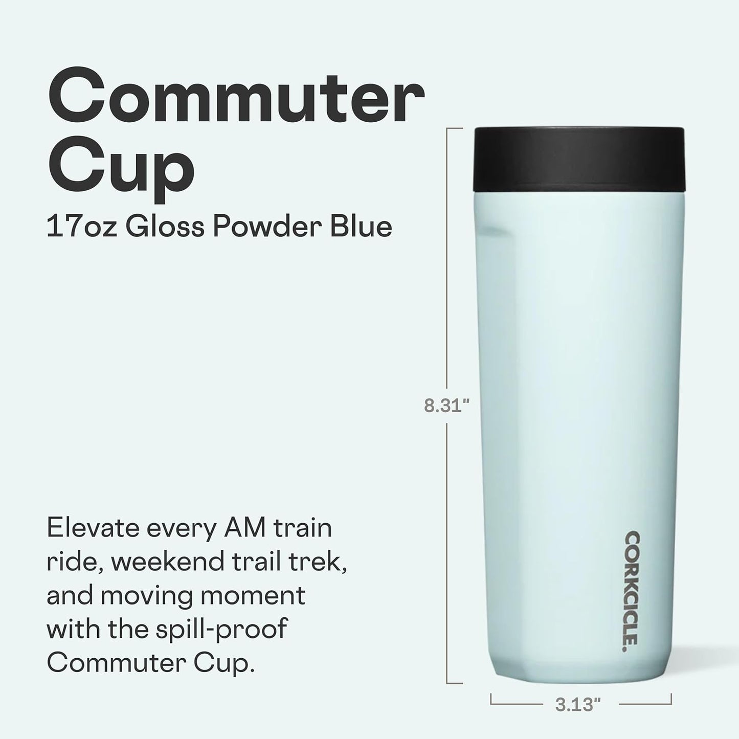 Commuter Cup Travel Mug - Insulated Coffee Mug with Lid - Keeps Drinks Cold 18 Hours - 360° Spill-Proof Sip Lid - Holiday Gift - Great for Gifting Warmth - 17 oz - Burnt Wood
