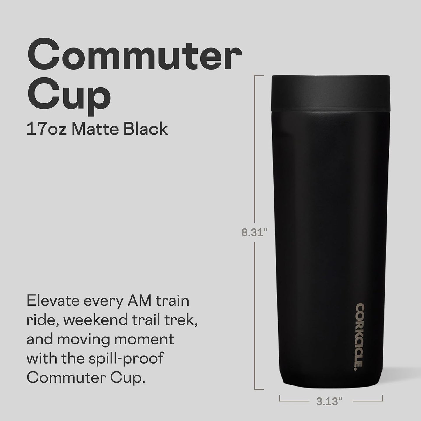 Commuter Cup Travel Mug - Insulated Coffee Mug with Lid - Keeps Drinks Cold 18 Hours - 360° Spill-Proof Sip Lid - Holiday Gift - Great for Gifting Warmth - 17 oz - Burnt Wood