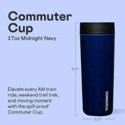 Commuter Cup Travel Mug - Insulated Coffee Mug with Lid - Keeps Drinks Cold 18 Hours - 360° Spill-Proof Sip Lid - Holiday Gift - Great for Gifting Warmth - 17 oz - Burnt Wood