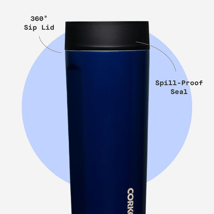 Commuter Cup Travel Mug - Insulated Coffee Mug with Lid - Keeps Drinks Cold 18 Hours - 360° Spill-Proof Sip Lid - Holiday Gift - Great for Gifting Warmth - 17 oz - Burnt Wood