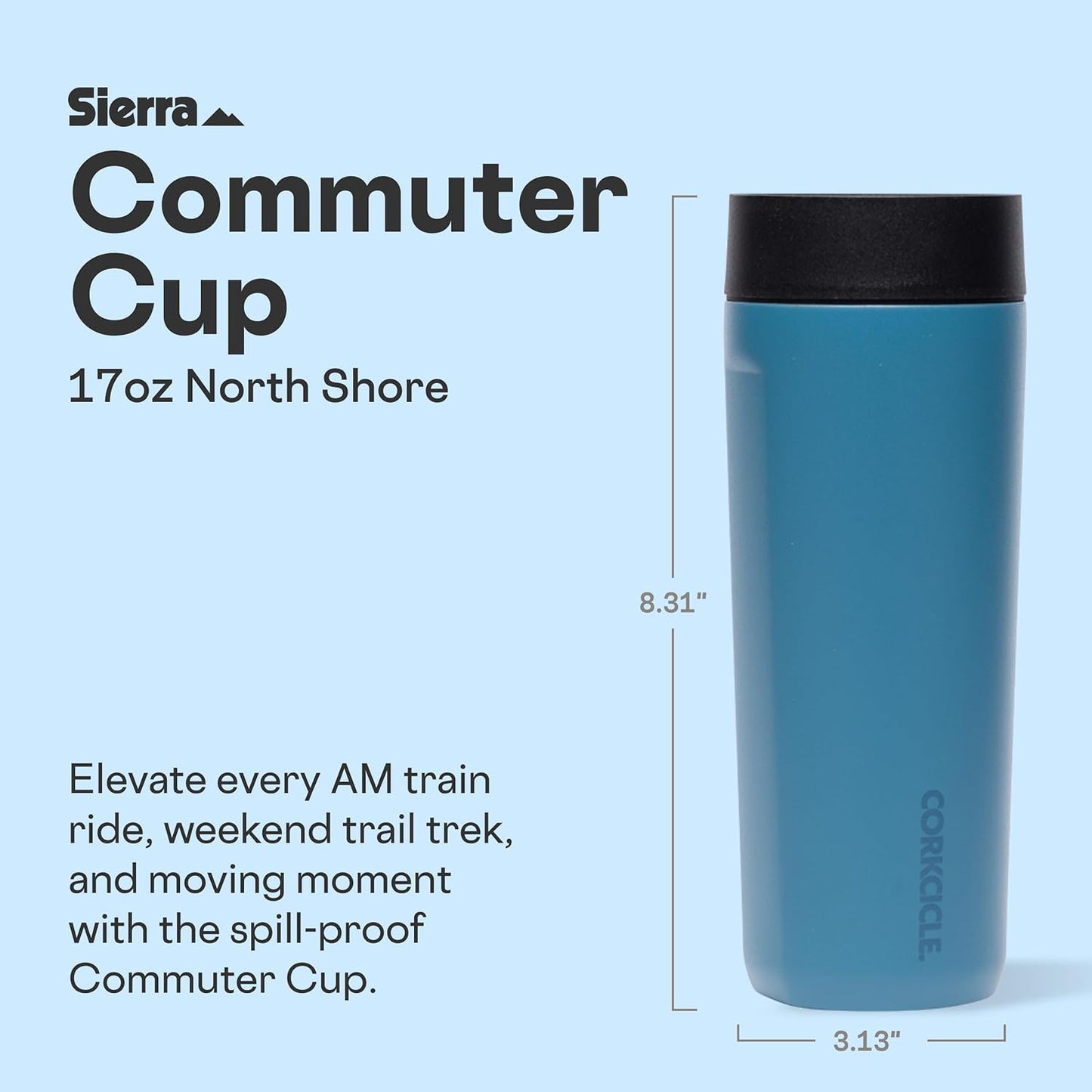 Commuter Cup Travel Mug - Insulated Coffee Mug with Lid - Keeps Drinks Cold 18 Hours - 360° Spill-Proof Sip Lid - Holiday Gift - Great for Gifting Warmth - 17 oz - Burnt Wood