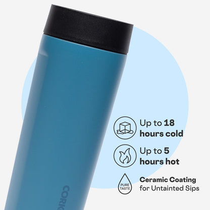 Commuter Cup Travel Mug - Insulated Coffee Mug with Lid - Keeps Drinks Cold 18 Hours - 360° Spill-Proof Sip Lid - Holiday Gift - Great for Gifting Warmth - 17 oz - Burnt Wood