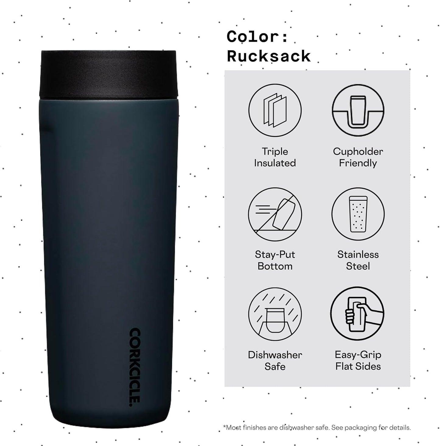 Commuter Cup Travel Mug - Insulated Coffee Mug with Lid - Keeps Drinks Cold 18 Hours - 360° Spill-Proof Sip Lid - Holiday Gift - Great for Gifting Warmth - 17 oz - Burnt Wood