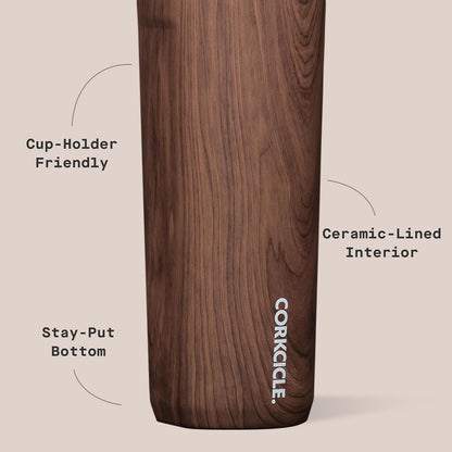 Commuter Cup Travel Mug - Insulated Coffee Mug with Lid - Keeps Drinks Cold 18 Hours - 360° Spill-Proof Sip Lid - Holiday Gift - Great for Gifting Warmth - 17 oz - Burnt Wood