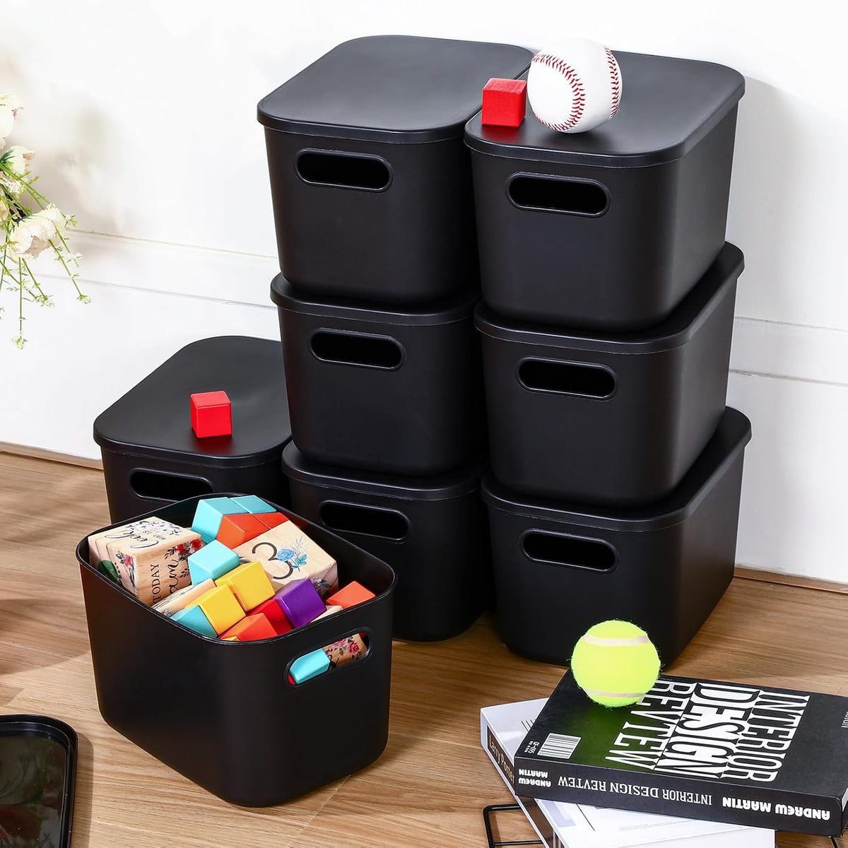 8 Pieces Storage Bins, 10.2 x 7 x 6.3 Inch, Blue