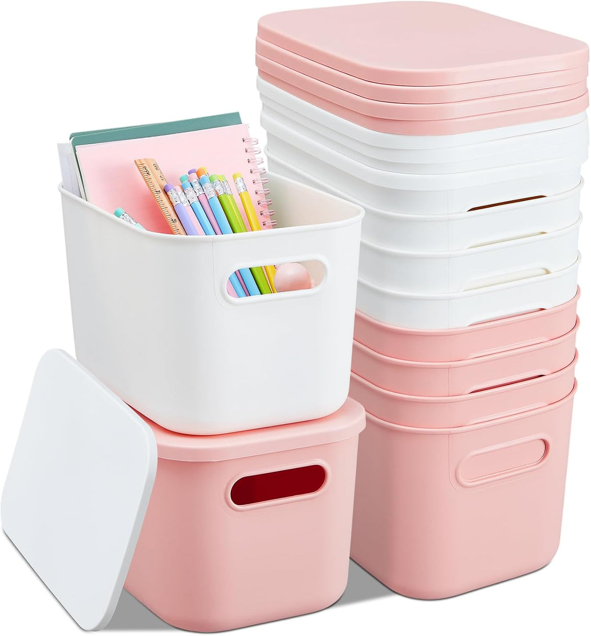 8 Pieces Storage Bins, 10.2 x 7 x 6.3 Inch, Blue