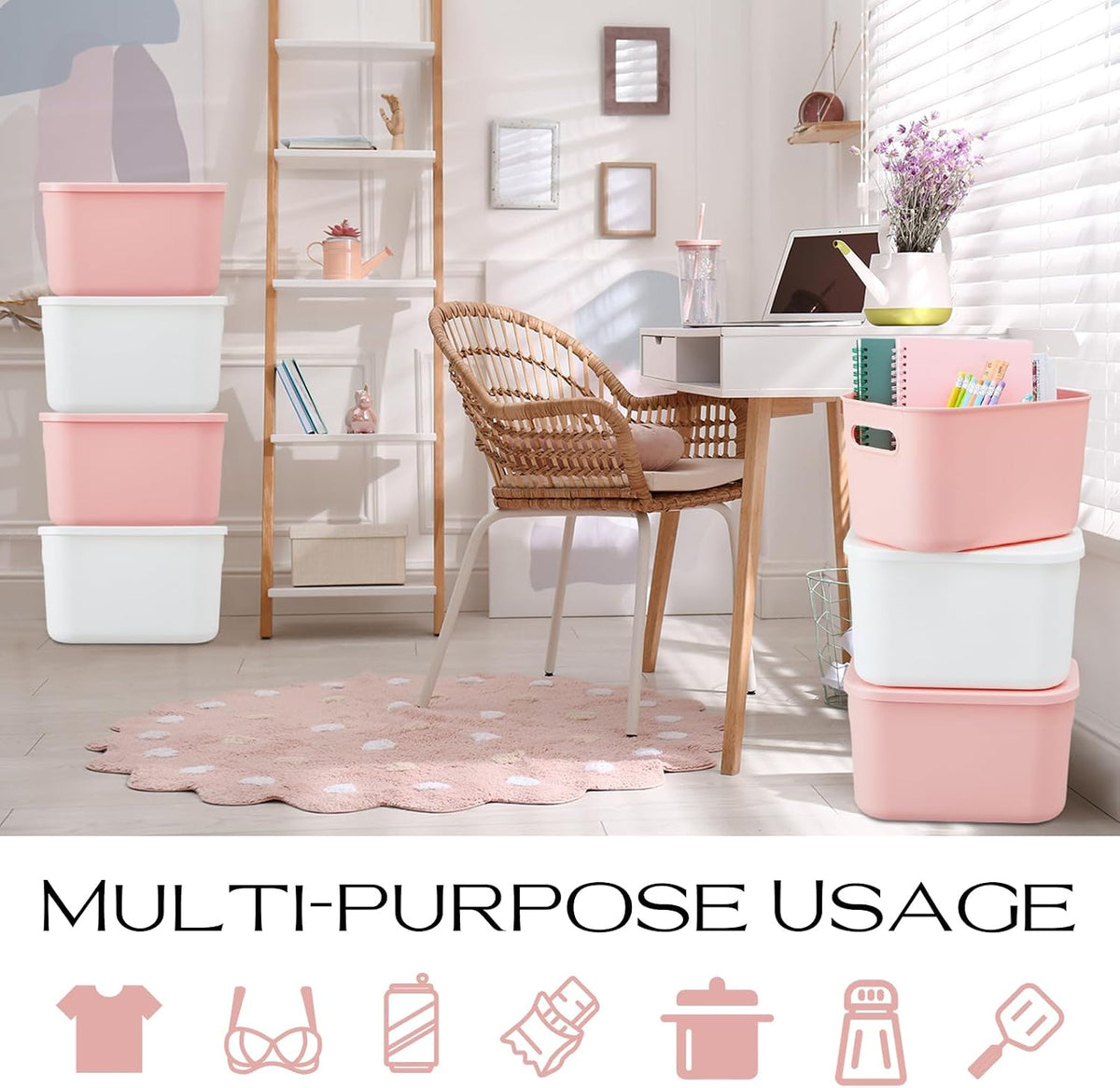 8 Pieces Storage Bins, 10.2 x 7 x 6.3 Inch, Blue