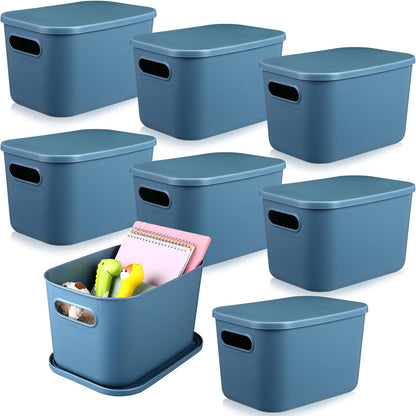 8 Pieces Storage Bins, 10.2 x 7 x 6.3 Inch, Blue