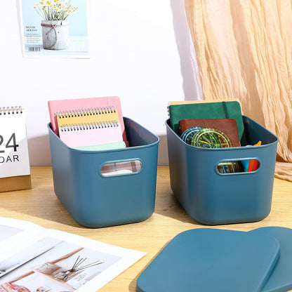 8 Pieces Storage Bins, 10.2 x 7 x 6.3 Inch, Blue