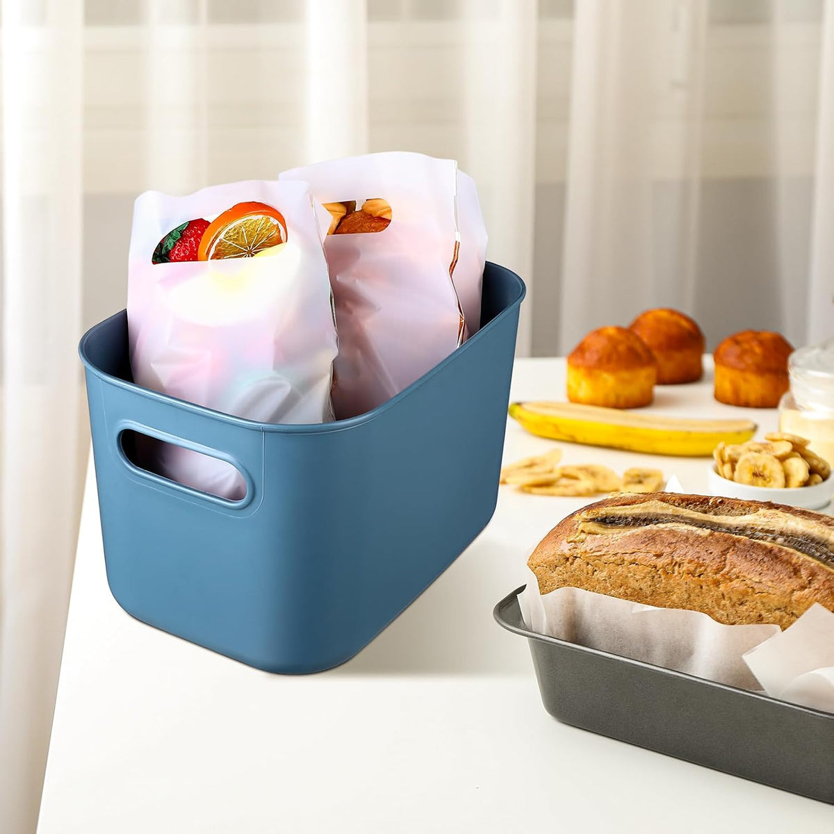 8 Pieces Storage Bins, 10.2 x 7 x 6.3 Inch, Blue