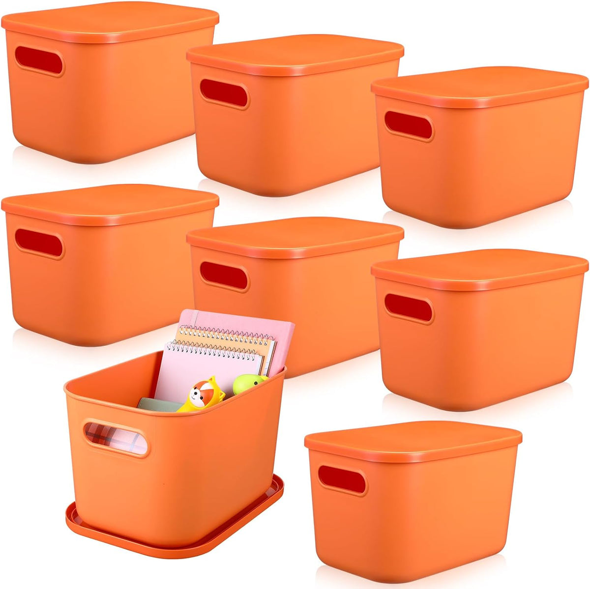 8 Pieces Storage Bins, 10.2 x 7 x 6.3 Inch, Blue
