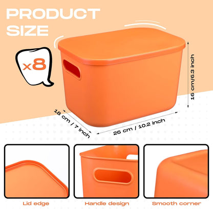 8 Pieces Storage Bins, 10.2 x 7 x 6.3 Inch, Blue