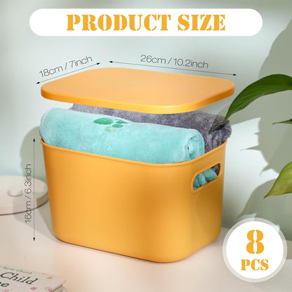 8 Pieces Storage Bins, 10.2 x 7 x 6.3 Inch, Blue