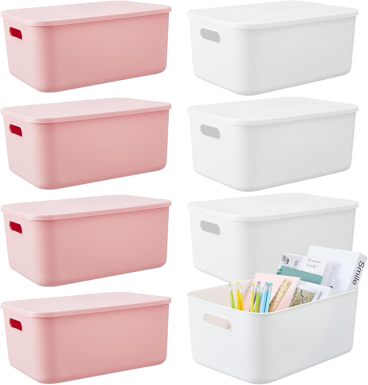 8 Pieces Storage Bins, 10.2 x 7 x 6.3 Inch, Blue
