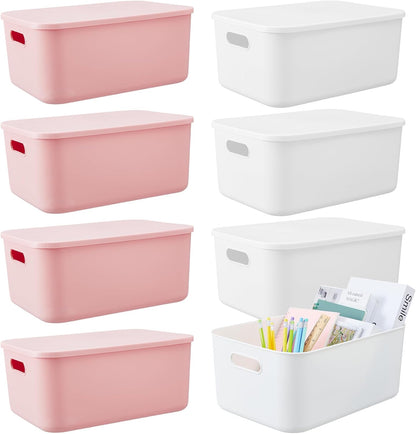 8 Pieces Storage Bins, 10.2 x 7 x 6.3 Inch, Blue