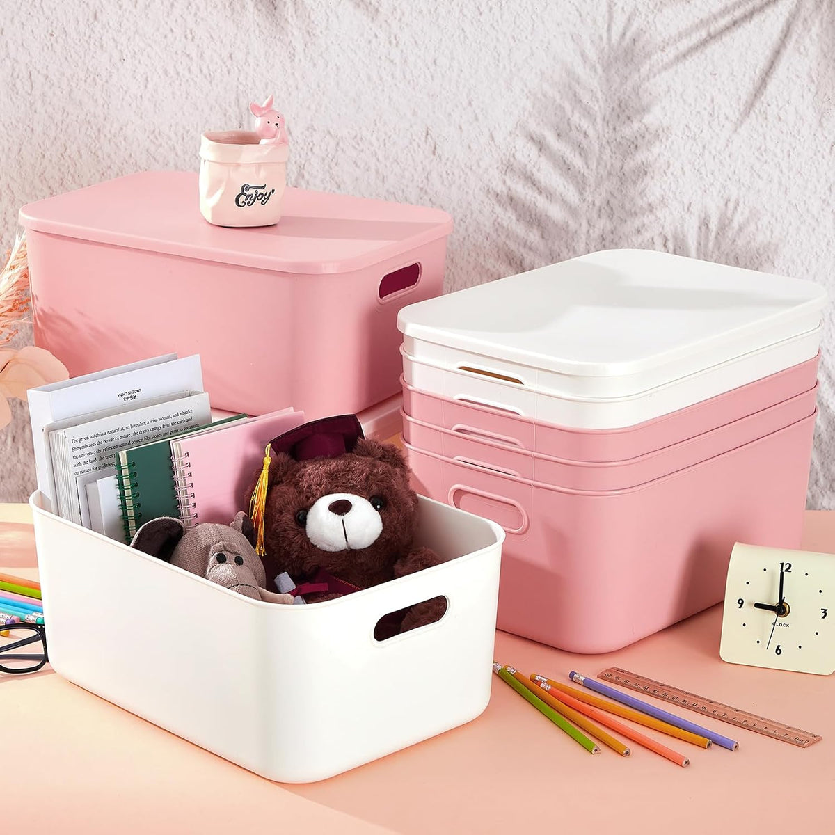8 Pieces Storage Bins, 10.2 x 7 x 6.3 Inch, Blue