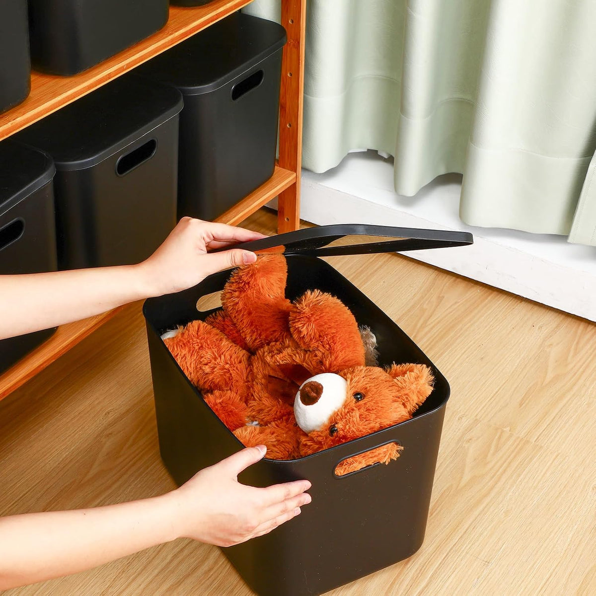 8 Pieces Storage Bins, 10.2 x 7 x 6.3 Inch, Blue
