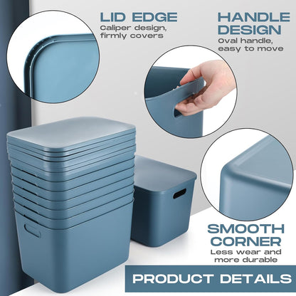 8 Pieces Storage Bins, 10.2 x 7 x 6.3 Inch, Blue