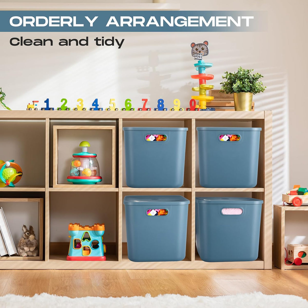 8 Pieces Storage Bins, 10.2 x 7 x 6.3 Inch, Blue