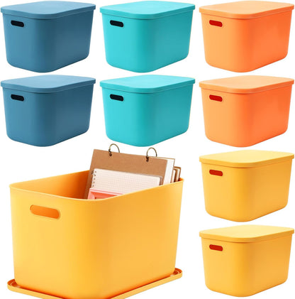 8 Pieces Storage Bins, 10.2 x 7 x 6.3 Inch, Blue