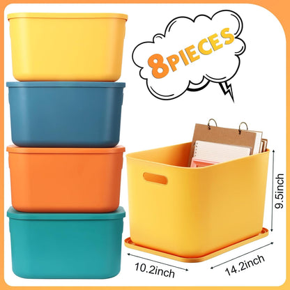 8 Pieces Storage Bins, 10.2 x 7 x 6.3 Inch, Blue