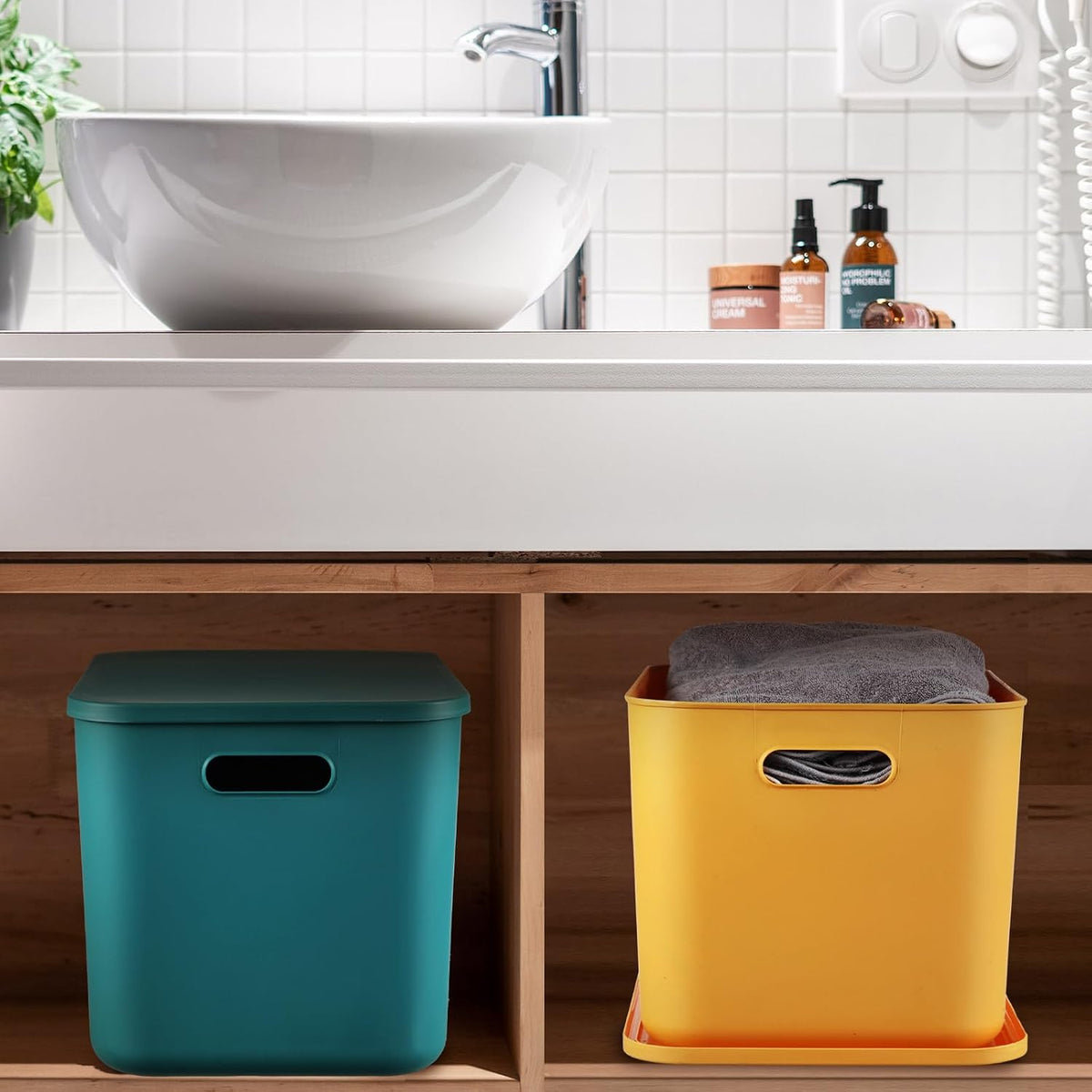 8 Pieces Storage Bins, 10.2 x 7 x 6.3 Inch, Blue