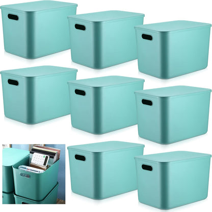 8 Pieces Storage Bins, 10.2 x 7 x 6.3 Inch, Blue