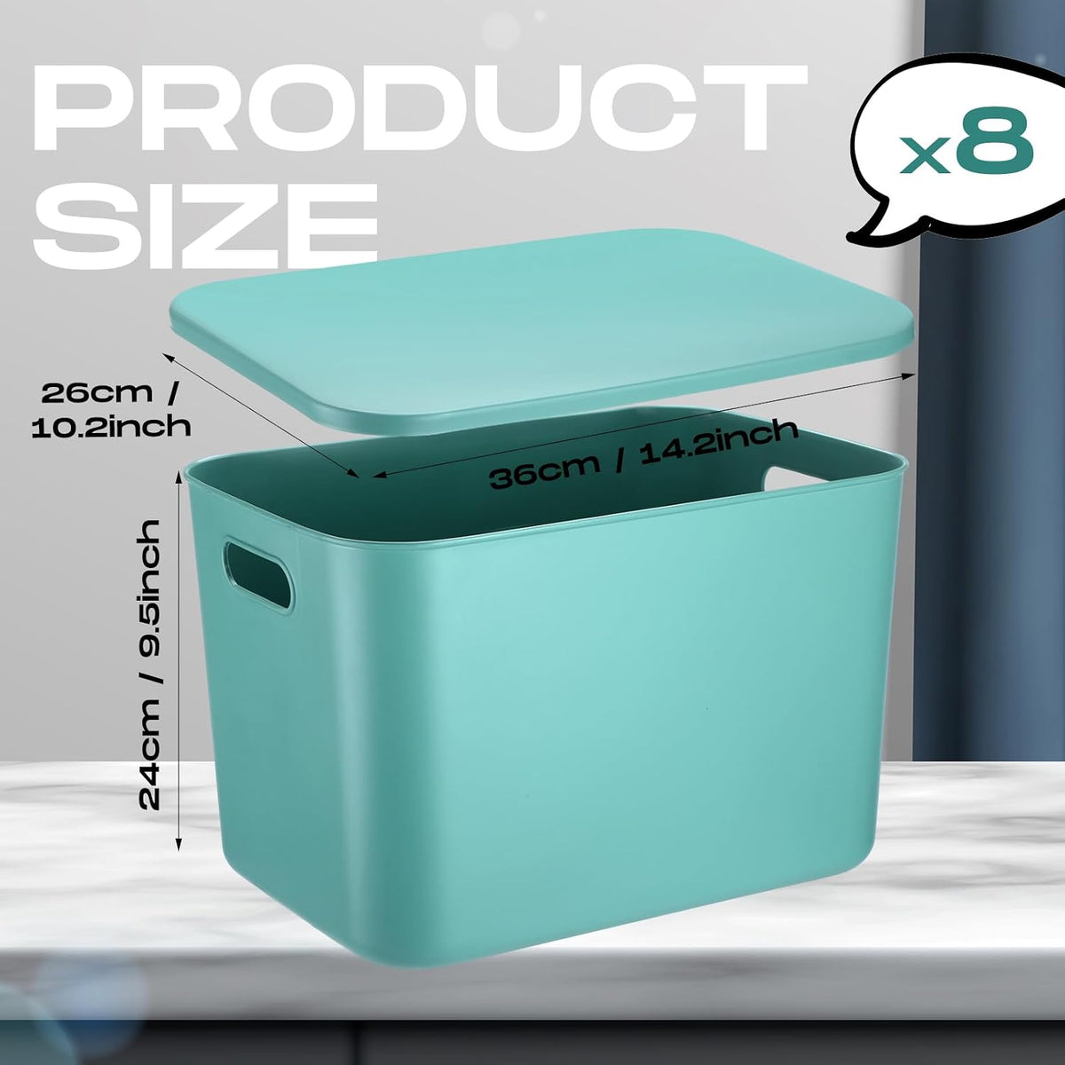8 Pieces Storage Bins, 10.2 x 7 x 6.3 Inch, Blue