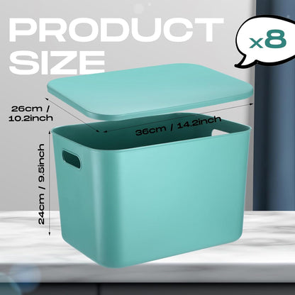 8 Pieces Storage Bins, 10.2 x 7 x 6.3 Inch, Blue