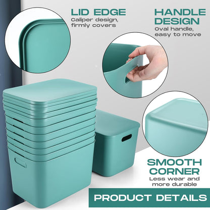 8 Pieces Storage Bins, 10.2 x 7 x 6.3 Inch, Blue