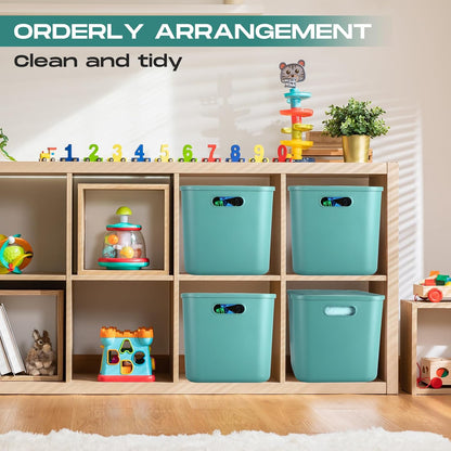 8 Pieces Storage Bins, 10.2 x 7 x 6.3 Inch, Blue
