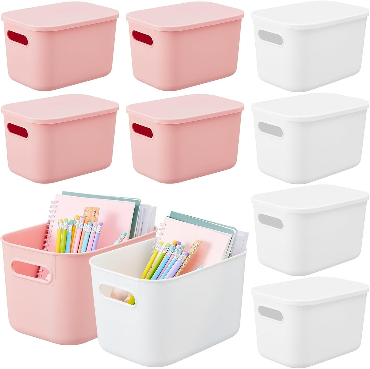 8 Pieces Storage Bins, 10.2 x 7 x 6.3 Inch, Blue