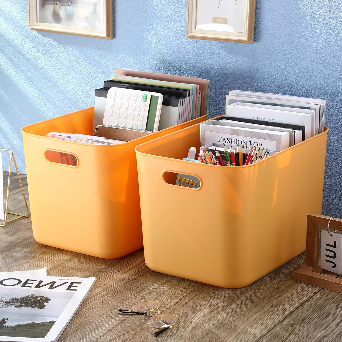 8 Pieces Storage Bins, 10.2 x 7 x 6.3 Inch, Blue