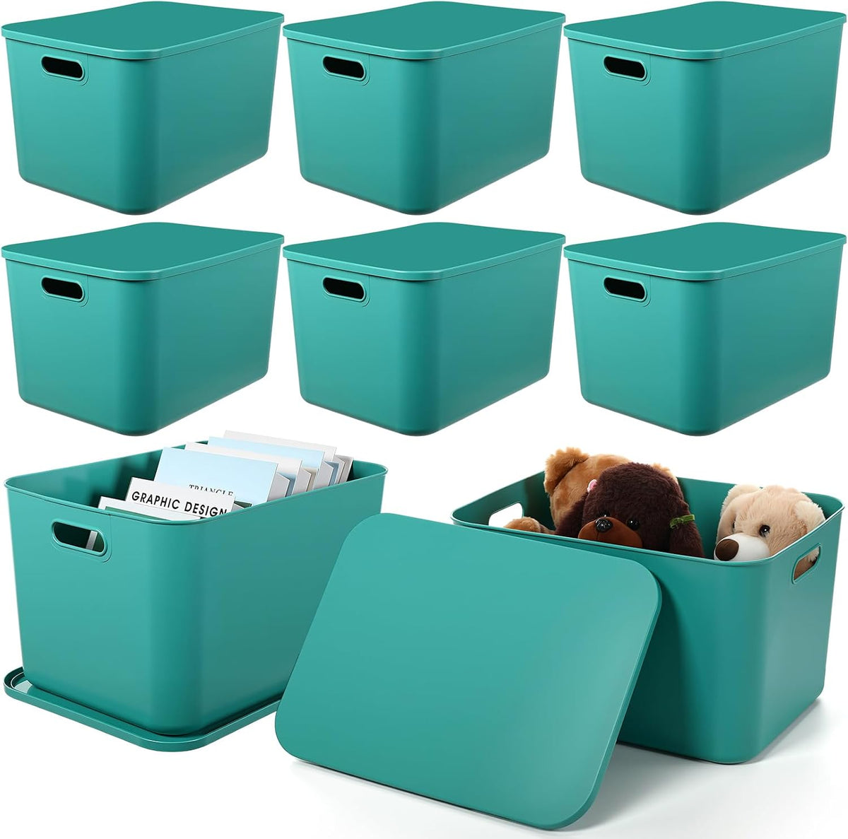 8 Pieces Storage Bins, 10.2 x 7 x 6.3 Inch, Blue
