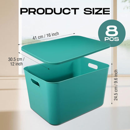 8 Pieces Storage Bins, 10.2 x 7 x 6.3 Inch, Blue